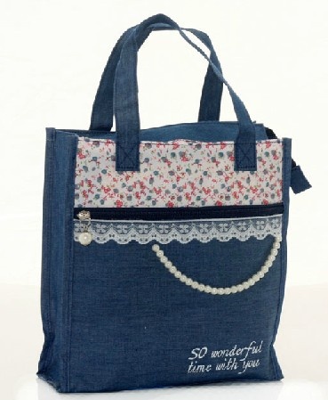 Jean cotton kids lunch tote bag